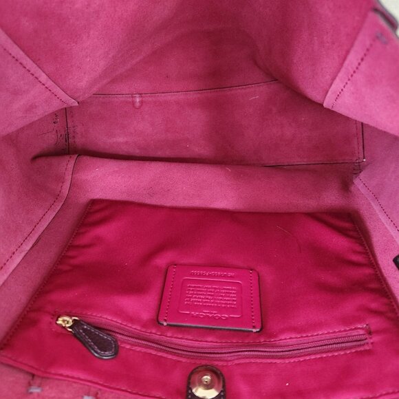 Nwot Coach Derby Rasberry Leather Shoulder Bag Tote Purse - Picture 11 of 12